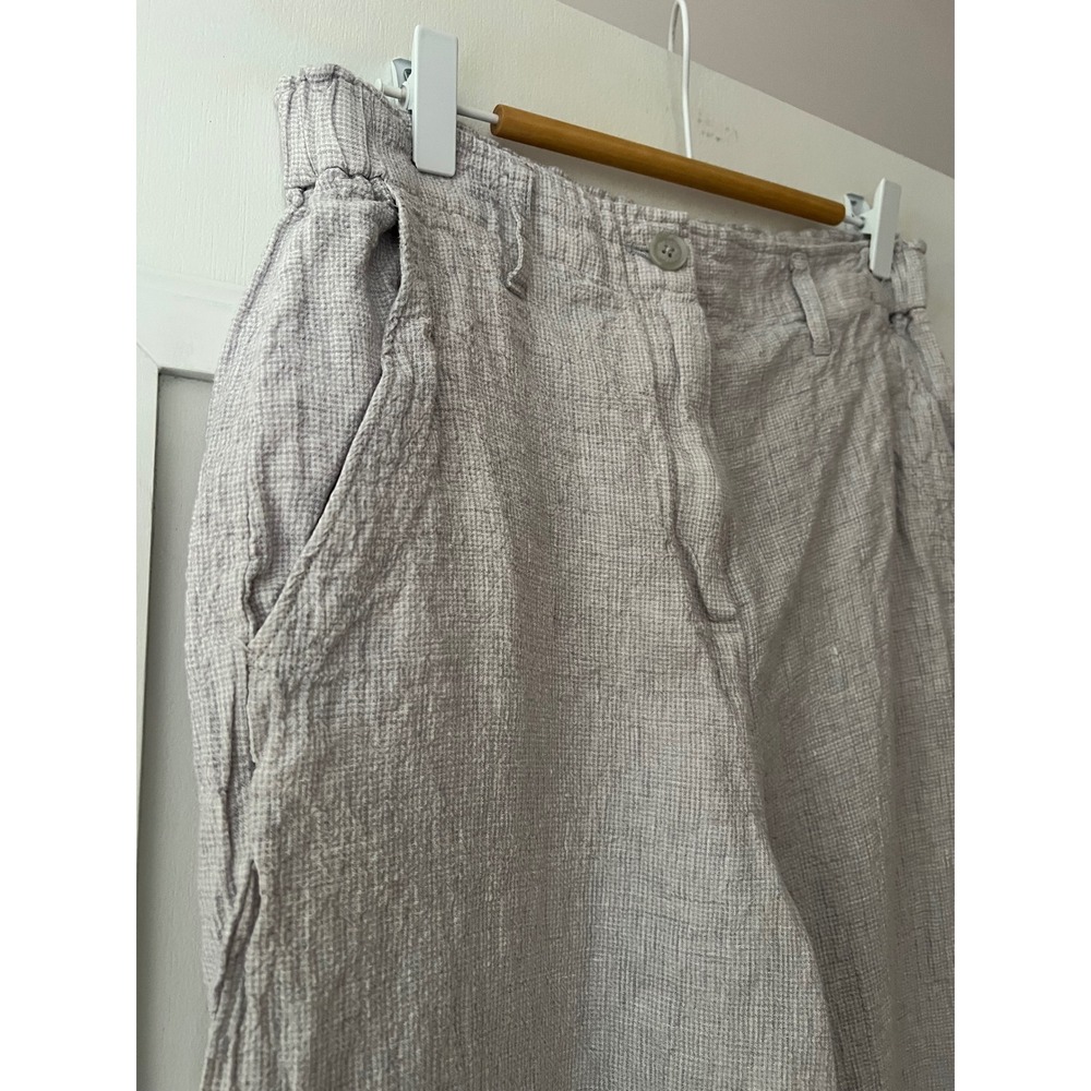 Poetry Women Grey Textured Linen Blend Wide Leg Trousers High Waist Pants Size 6 - Picture 3 of 10